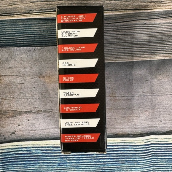 Tactical Flashlight, Adjustable Focus, Battery Powered Waterproof 1000 Lumen LED - Picture 7 of 8